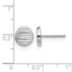 14K White Gold Polished and Textured Small Disc Post Earrings