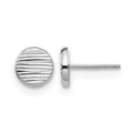 14K White Gold Polished and Textured Small Disc Post Earrings