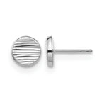 14K White Gold Polished and Textured Small Disc Post Earrings