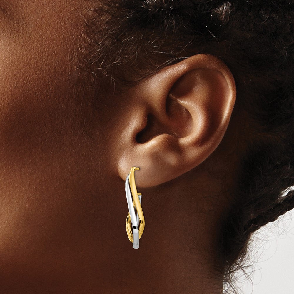 14K w/Rhodium Polished Post Earrings