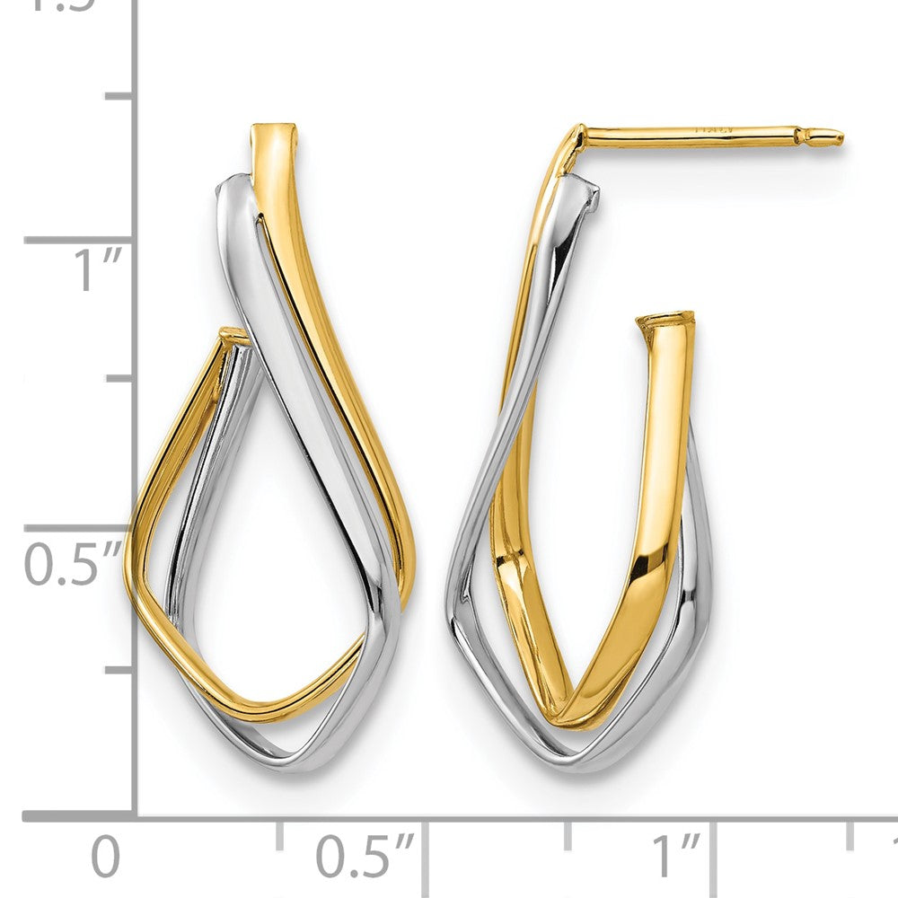 14K w/Rhodium Polished Post Earrings