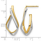 14K w/Rhodium Polished Post Earrings