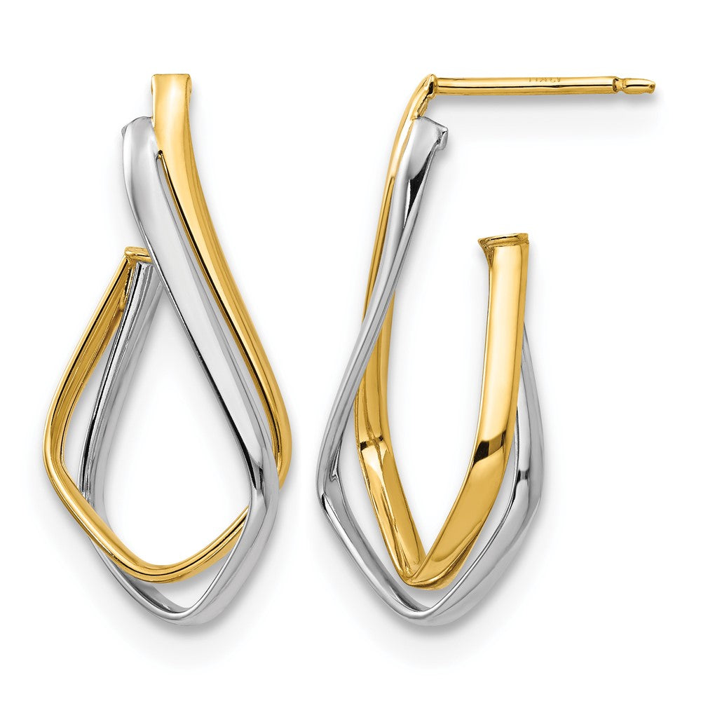 14K w/Rhodium Polished Post Earrings