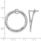 14K White Gold Polished & D/C Flexible Post Hoop Earrings