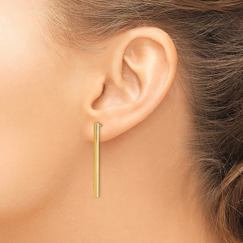 14K Polished Post Dangle Bar Earrings