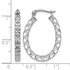 14K White Gold Polished D/C Hollow Hoop Earrings