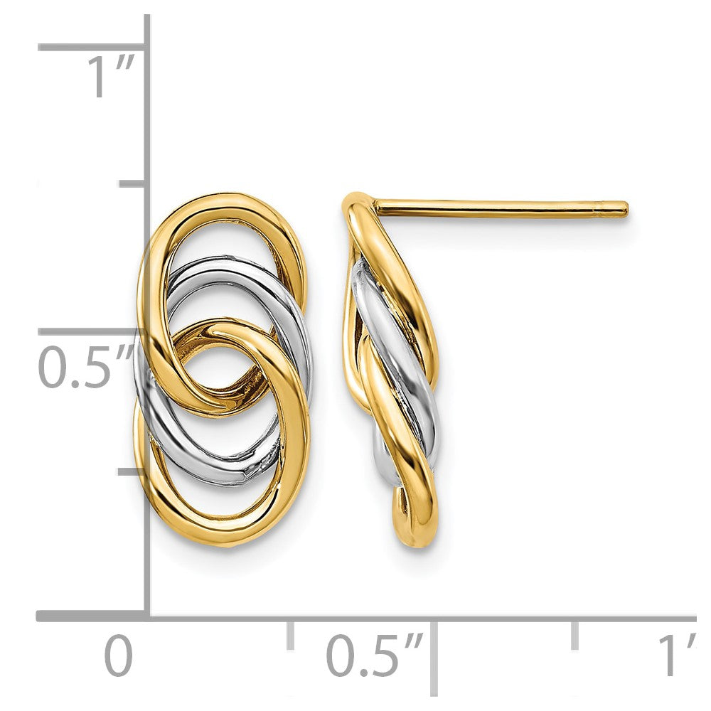 14K Two-tone Polished Circles Post Earrings