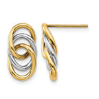 14K Two-tone Polished Circles Post Earrings