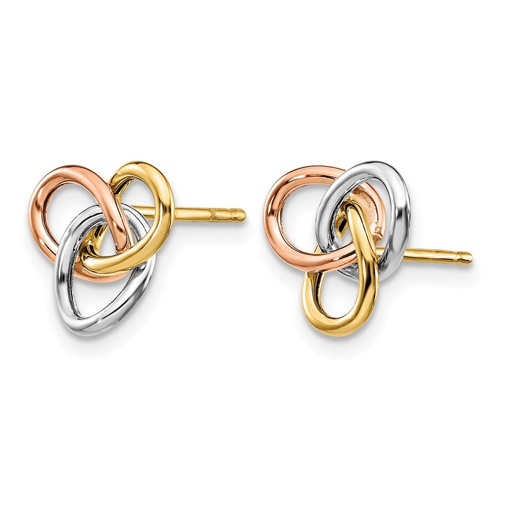 14K Tri-color Polished Rings Post Earrings