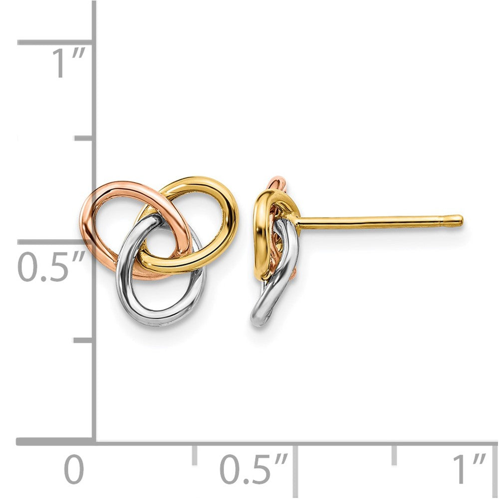14K Tri-color Polished Rings Post Earrings