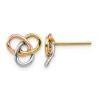 14K Tri-color Polished Rings Post Earrings