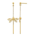 14K Polished Dragonfly Post Dangle Earrings
