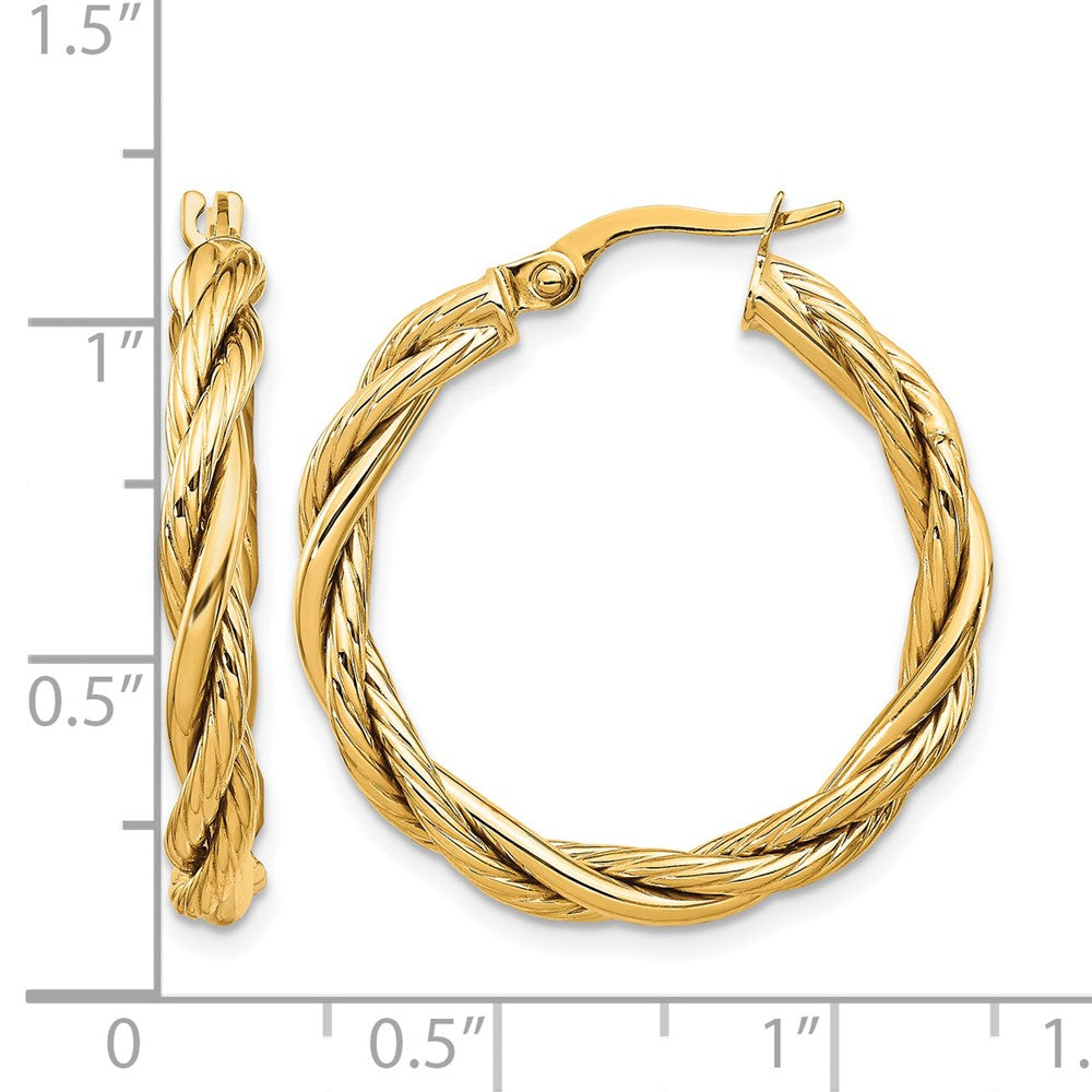 14K Polished Twisted Hoop Earrings