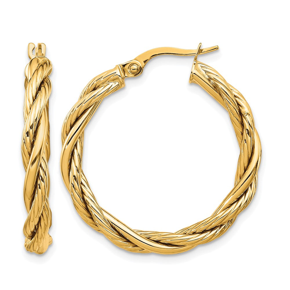 14K Polished Twisted Hoop Earrings