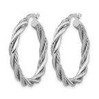 14K w/White Rhodium Polished Twisted Hoop Earrings
