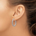 14K w/White Rhodium Polished Twisted Hoop Earrings
