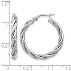 14K w/White Rhodium Polished Twisted Hoop Earrings