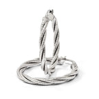14K w/White Rhodium Polished Twisted Hoop Earrings