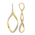 14K Glimmer Infused Twisted Leverback Earrings