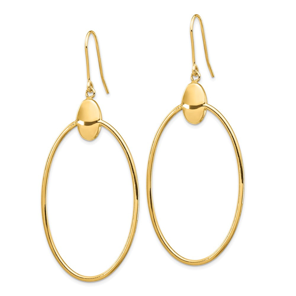 14K Polished Oval Dangle Earrings