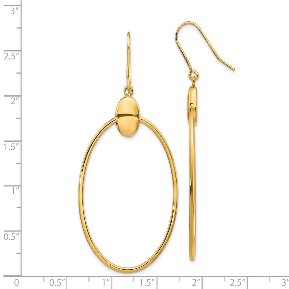 14K Polished Oval Dangle Earrings