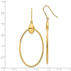 14K Polished Oval Dangle Earrings
