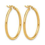 14K 2x30mm Polished Hoop Earrings