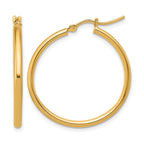 14K 2x30mm Polished Hoop Earrings