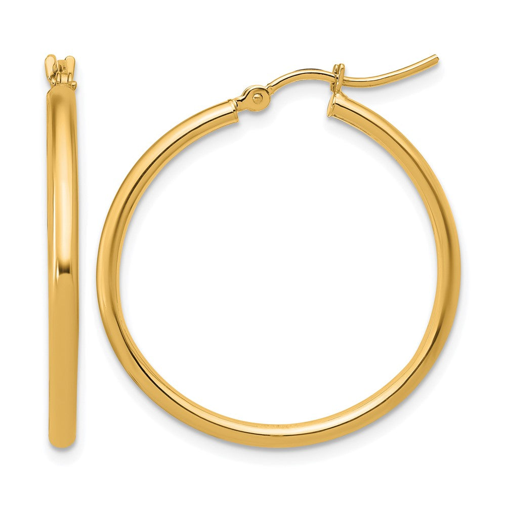 14K 2x30mm Polished Hoop Earrings