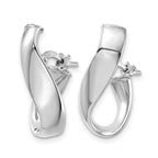 14K White Gold 5mm High Polished Omega Back Hoop Earrings