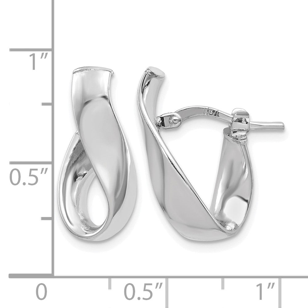 14K White Gold 5mm High Polished Omega Back Hoop Earrings