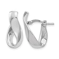 14K White Gold 5mm High Polished Omega Back Hoop Earrings