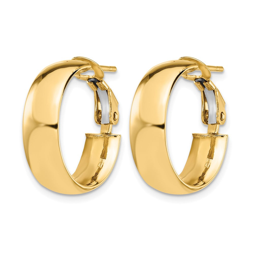 14K 6mm High Polished Omega Back Hoop Earrings
