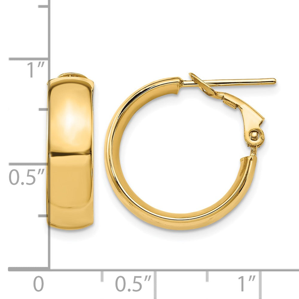 14K 6mm High Polished Omega Back Hoop Earrings