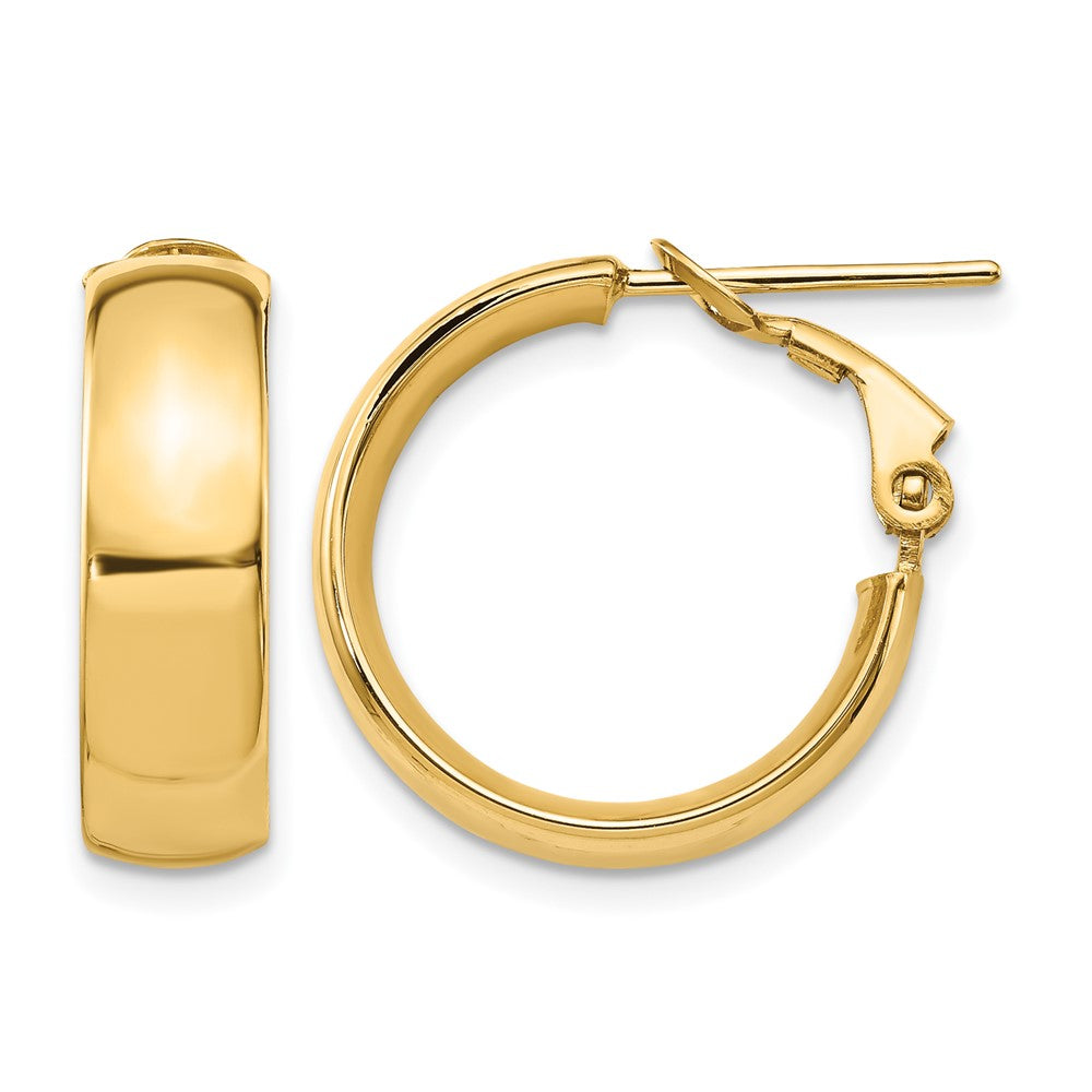 14K 6mm High Polished Omega Back Hoop Earrings
