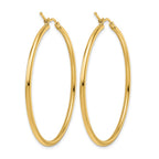 14K 2mm Polished Hinged Hoop Earrings