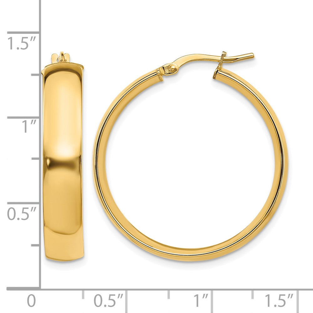14K 6mm High Polished Hoop Earrings