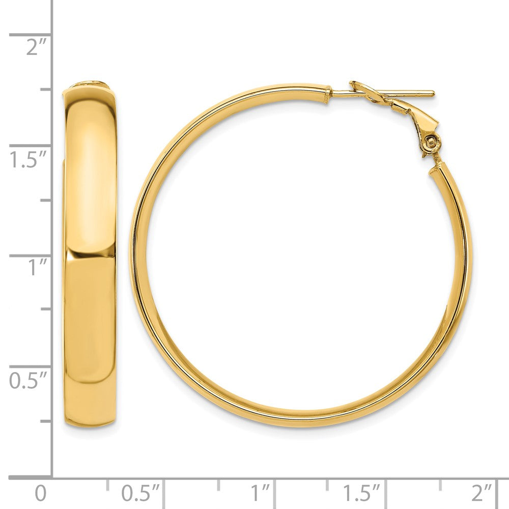 14K 6mm High Polished Omega Back Hoop Earrings