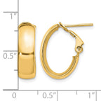 14K 6mm High Polished Oval Omega Hoop Earrings
