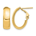 14K 6mm High Polished Oval Omega Hoop Earrings