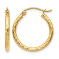 14K Polished and Diamond-cut Round Hoop Earrings