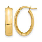 14K 6mm High Polished Oval Hoop Earrings