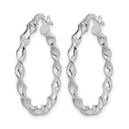 14K White Gold Twisted Hoop Earrings