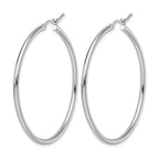 14K White Gold Polished 2mm Hoop Earrings