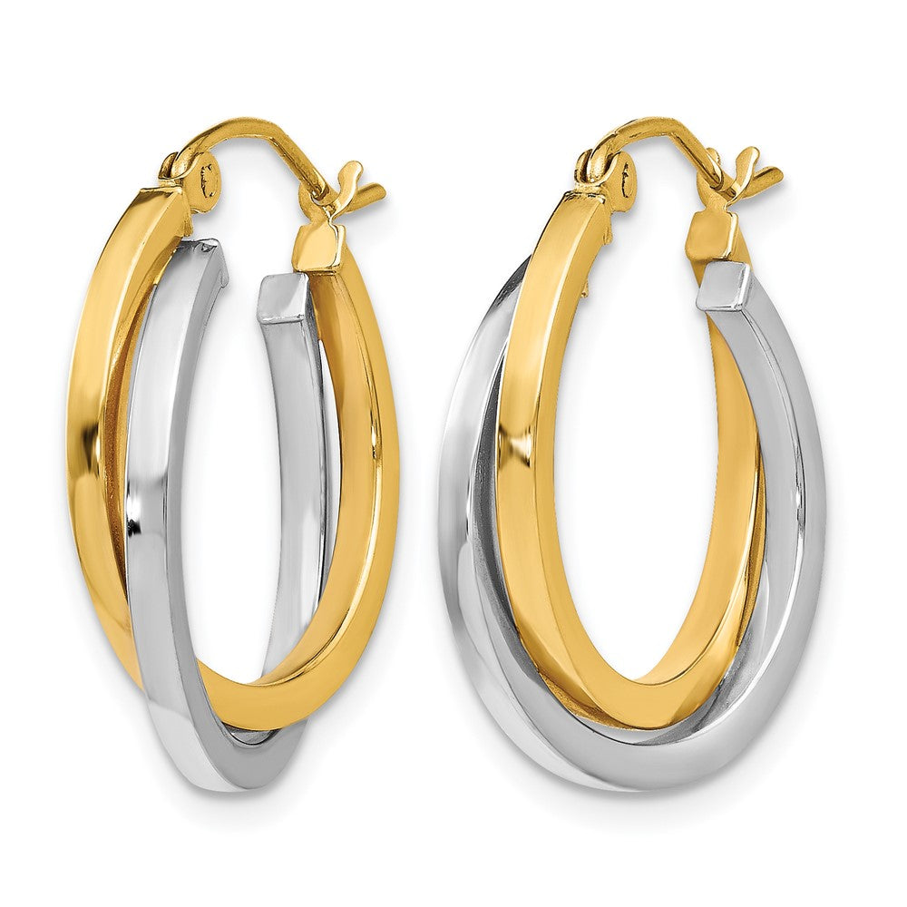 14K Two-tone Polished Intertwined Hoop Earrings