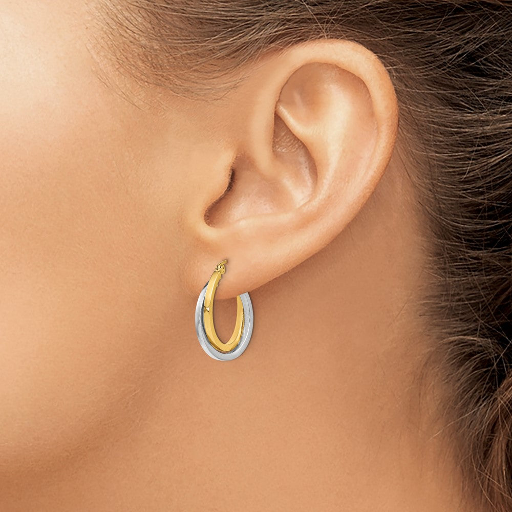 14K Two-tone Polished Intertwined Hoop Earrings