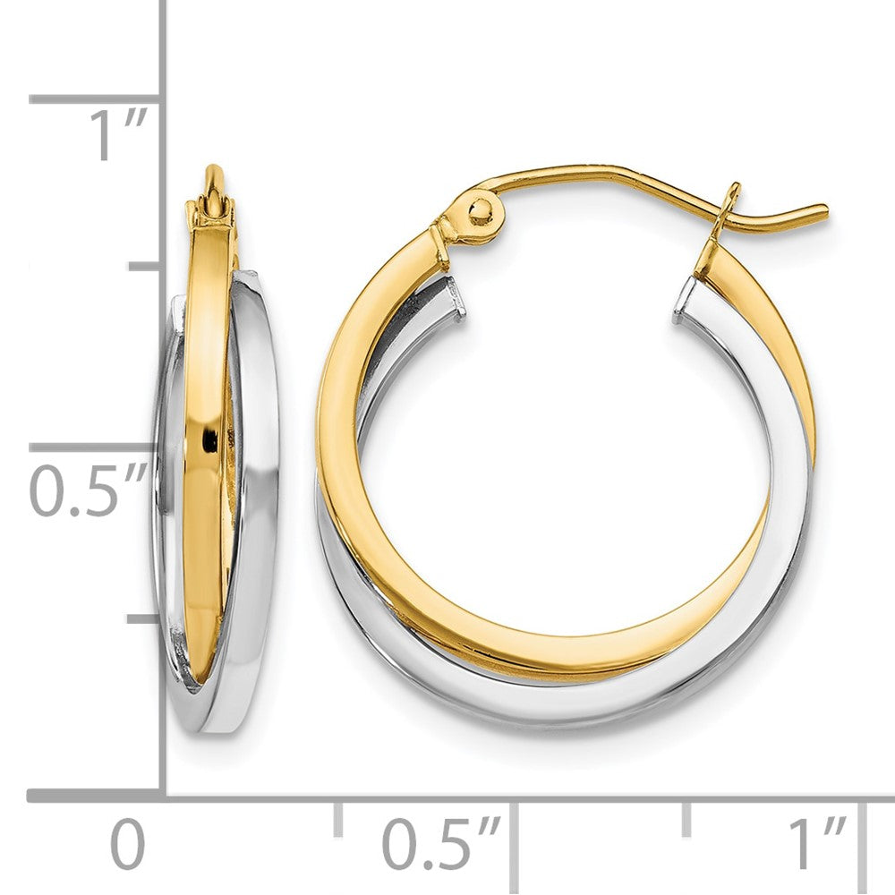 14K Two-tone Polished Intertwined Hoop Earrings