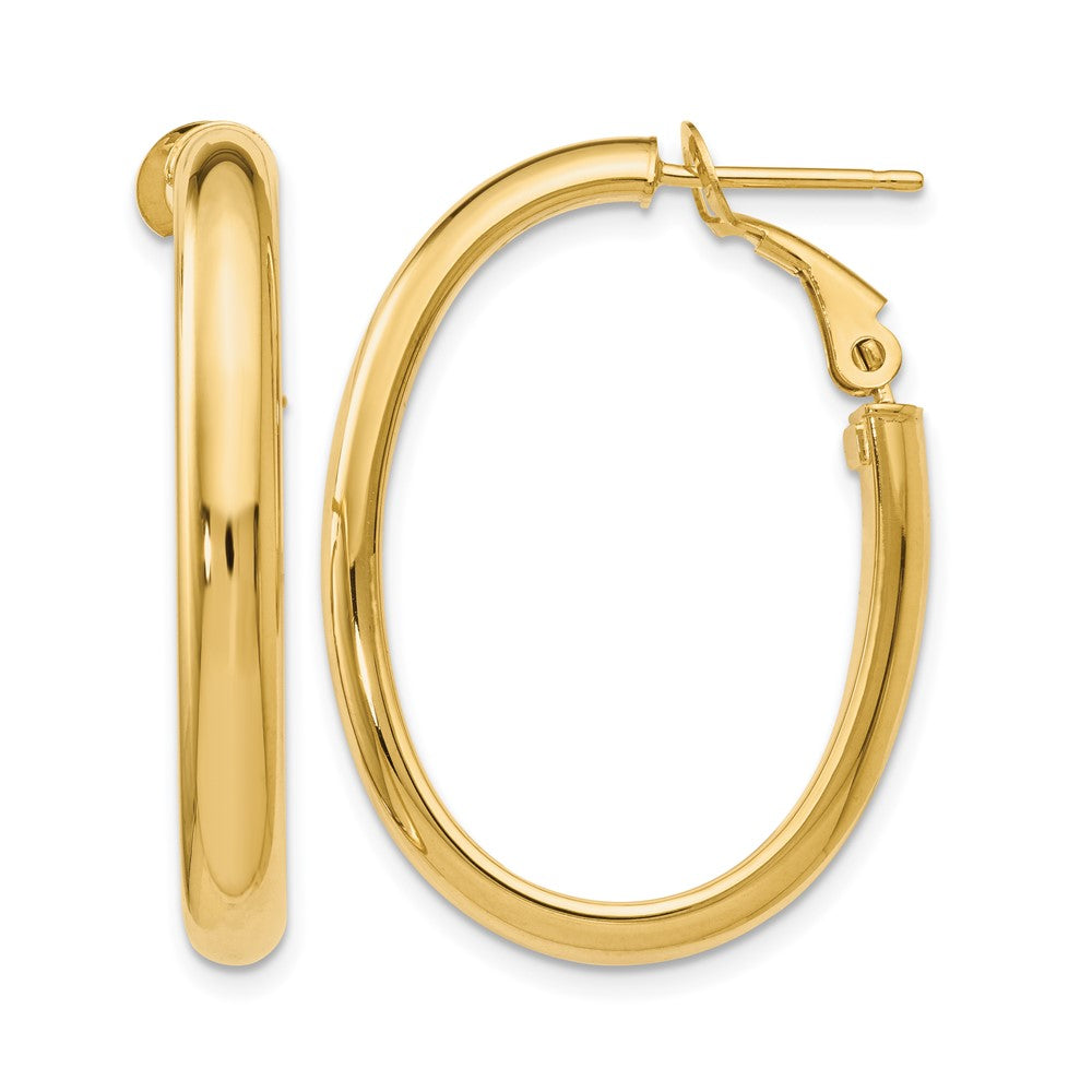 14K Polished Oval Hoop Earrings