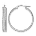 14K White Gold Polished Glimmer Infused Hoop Earrings