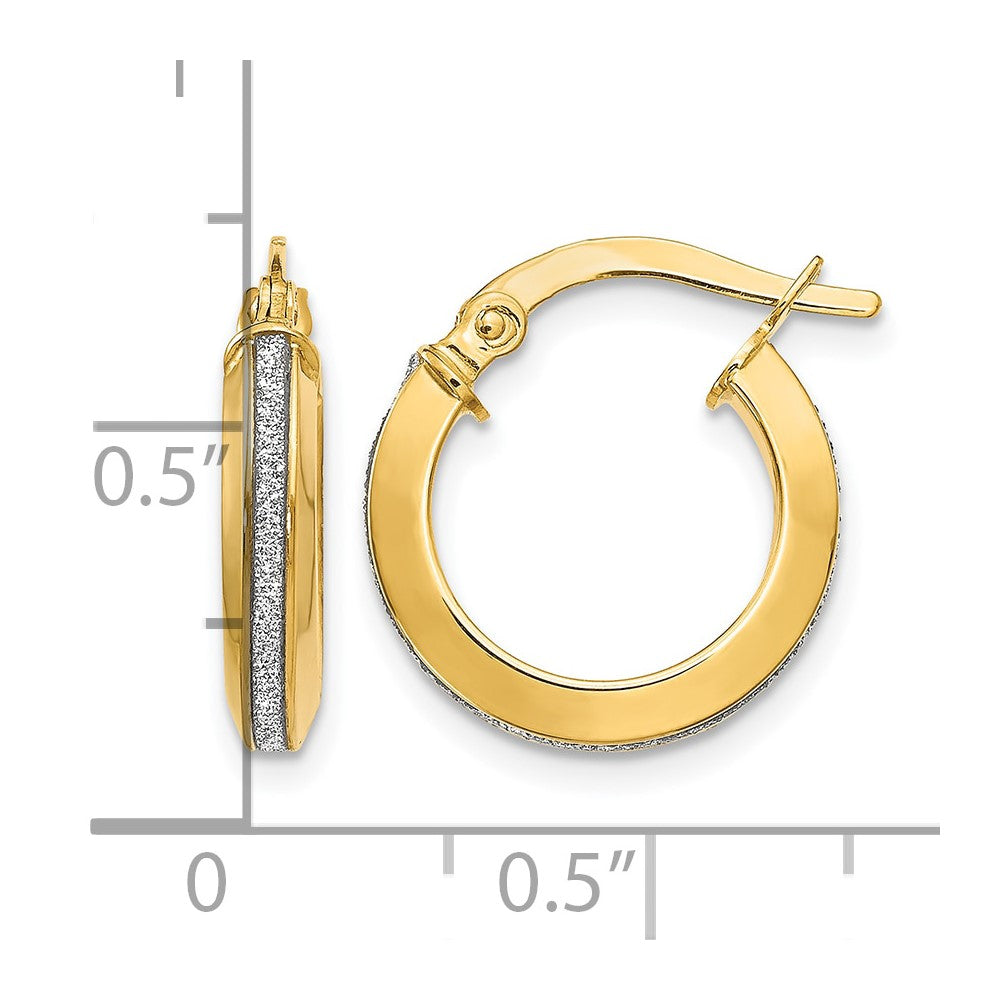 14K Polished Glimmer Infused Hoop Earrings
